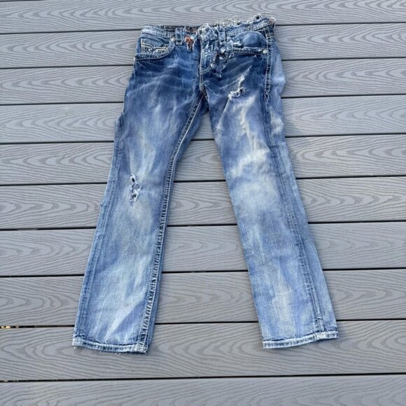 Rock Revival Gary Alt Straight Men’s Sz 33 X 33 Heavy Distressed Destroyed Look - Picture 1 of 9